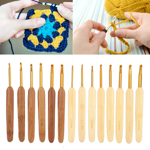 Ganchos de Crochet con Mango de Bambú, Juego de Ganchos de Acero Inoxidable, Herramientas para Tejer y Manualidades con Hilo, 0.5mm-6.0mm, Dorado, Plateado, Titanio - Product Image 5