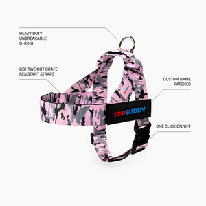 Tali kekang anjing merah muda <span class=keywords><strong>Camo</strong></span> tugas berat dengan pegangan cincin D strip reflektif untuk kontrol jenis Besar Sedang Kecil - Product Image 2