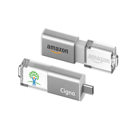 Nueva llegada USB key UTC221 Acrílico Tipo-C USB Flash para teléfono Memorias personalizadas USB con logotipo LED
