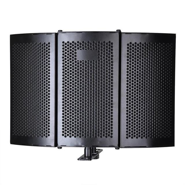 Foldable Microphone Acoustic Isolation Shield With Acoustic Foam Panels for Studio Recording and Live Broadcast