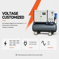 Compresseur d'air à vis portable monophasé 220V 60Hz, 10HP 7.5kW, réservoir d'air 220L, 8-13 bars, conception mobile pour la pulvérisation de meubles
