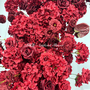Arco de Flores Artificiales Personalizado de Fábrica, Arco de Flores de Seda Artificial Popular en Rojo y Verde para Arreglos de Eventos - Product Image 5