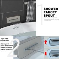 Système de douche thermostatique à 3 poignées et double tête 12" 6" LED, finition brossée moderne, avec jet corporel complet et bec de baignoire, en laiton et acier inoxydable