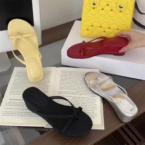 Sandalias de Tacón Alto Amarillas para Mujer, Chanclas de Verano Cómodas y Acolchadas, Antideslizantes, que Aumentan la Altura, para Vacaciones en la Playa - Product Image 6