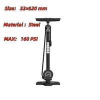 Pompe à pied VTT Worldcycle D004 Mini 1-Way avec manomètre 160 PSI, cylindre en acier haute pression, gonfleur de pneus de vélo, base en plastique, valve Presta