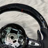 Volant de voiture en cuir et fibre de carbone forgée bleue avec LED pour BMW F06 F10 F15 F16 F22 F30 F31 F32 F33 M3 M4 F22 X3 X5 X7 325i 525i
