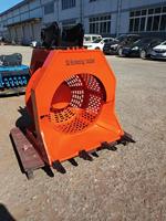 Godet de criblage hydraulique anti-colmatage robuste avec tambour rotatif, monté sur excavatrice pour le criblage en carrière, l'exploitation minière et la voirie