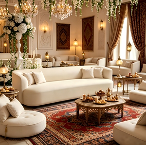 Sofá Majlis de Tela Moderna, Elegante Asiento para Eventos y Bodas, Sala de Estar para Oficinas y Proyectos, Venta al por Mayor S26 Diseño Moderno - Product Image 1