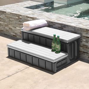 Universal 2-Step Spa & Hot Tub Step with Storage Compartment Slip-Resistant Step