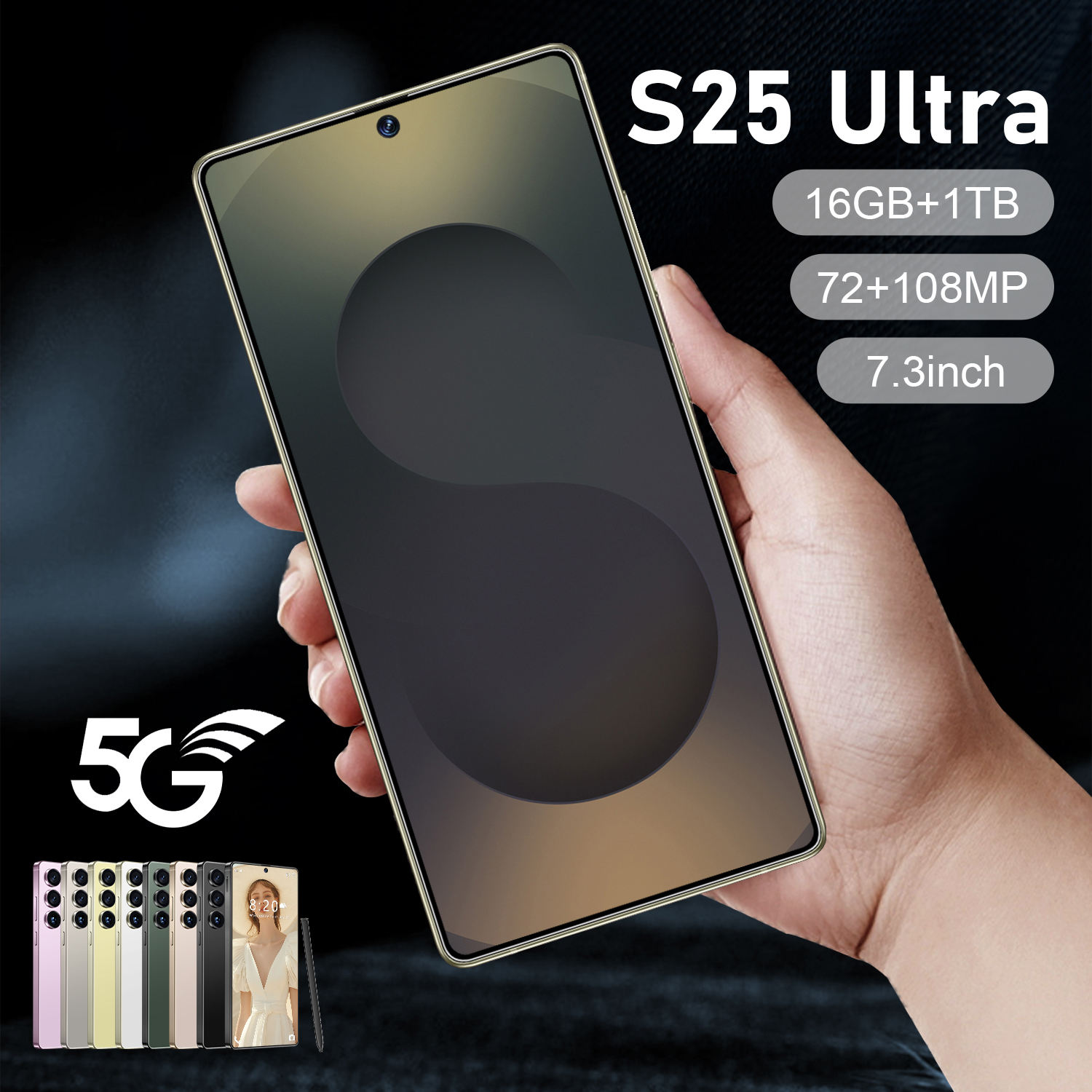 Global Version S25 Ultra 5G Smartphone Android 16 16GB+1TB 7.3 Inch 72+108MP HD Beauty Camera Unlocked Gaming Mobile Phone