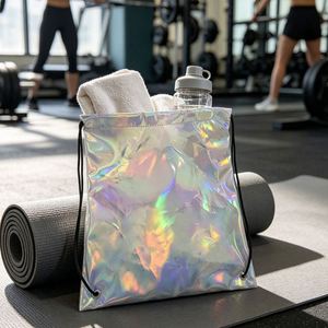 Mochila con Cordón Brillante Holográfica Láser de PU para Deportes y Gimnasio, Bolso de Hombro con Holograma - Product Image 1