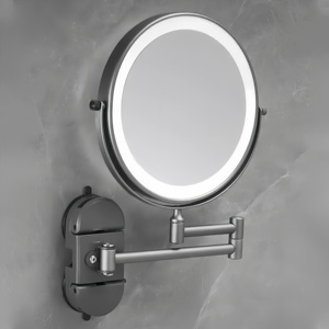 Espejo de Maquillaje de Metal para Baño, Moderno, con LED, Aumento de Doble Cara, Giratorio, Telescópico, Plegable y Ajustable, para Montar en la Pared - Product Image 3