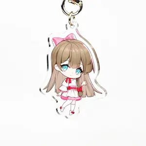 Kawaii Accessories Innovative Keychain UV Printed 6-Color Holographic Design Stainless Steel With Plastic Material