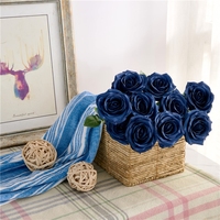 Bouquets de feuilles artificielles en soie LUYI, bleu marine, faits à la main, longue durée, pour arrangements de mariage, bouquets