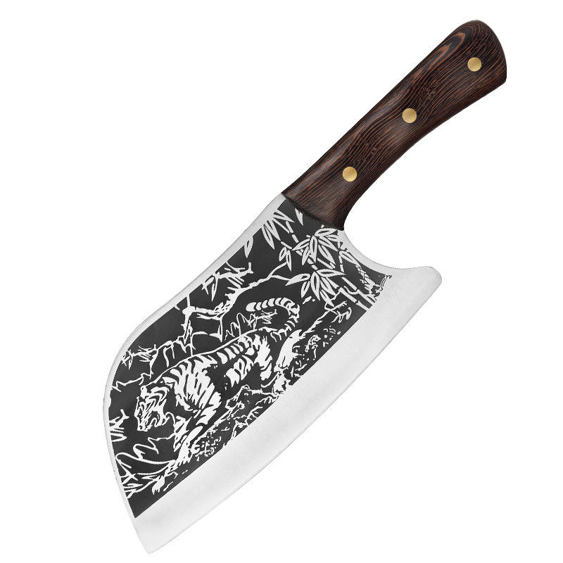 Couteau à tête ronde à motif tigre gris