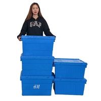 Boîte de caisse de déménagement en plastique empilable et emboîtable de 68L