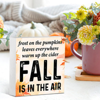 1 plaque décorative carrée en PVC imprimée UV sur le thème de l'automne, style ferme, pour table, ornement de maison pour Thanksgiving