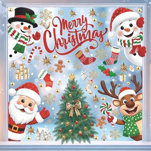 Autocollants électrostatiques de Noël pour fenêtre - Décorations réutilisables double face effet globe de neige et Père Noël pour la maison et les fêtes - Product Image 3