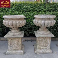 Pot de fleurs en pierre en gros, sculpté à la main, prêt à être expédié, jardinière en marbre, pot de fleurs en granit