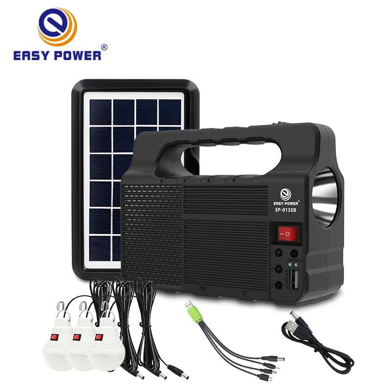Kit di illuminazione del sistema di energia solare per altoparlante domestico radio FM kit di luci a led solari sistema di pannelli solari mini sistema solare per l'africa