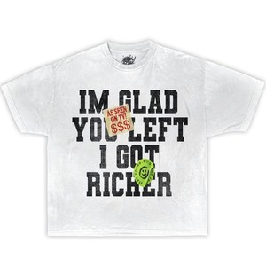 T-shirt Grafica 'I'm Glad You Left' da Uomo, Vestibilità Aderente, Streetwear, Girocollo, Manica Corta, 100% Cotone Jersey, Stampa Frontale con Motivo a Lettere - Product Image 1
