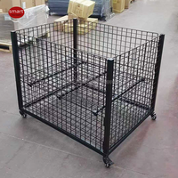 Cage promotionnelle roulante en fil métallique noir pour supermarché, avec roulettes, robuste, carrée, pour affichage de liquidation en magasin