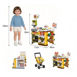 Juguete de rol de supermercado: Caja registradora, mostrador de pago, cesta de compras, mercado de simulación, juguetes educativos para niños - Product Image 5