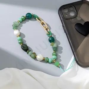 Nouvelle pierre naturelle cristal <span class=keywords><strong>perle</strong></span> courte chaîne de téléphone portable élégant femmes étui de téléphone portable charme lanière téléphone <span class=keywords><strong>pendentif</strong></span> - Product Image 3