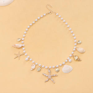 Bohemian Summer <b>Beach</b> Seashell <b>Necklace</b> Imitation Pearl Starfish Conch Pendant Party Jewelry - Product Image 4