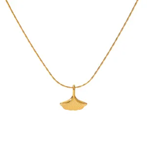 Nuova collana stile foglia di Ginkgo in acciaio inox tipo geometrico gonna Biloba ciondolo accessori da donna Non sbiaditi