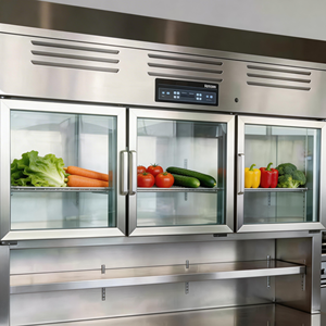 Vitrina Refrigerada Comercial Multifuncional con Doble Pantalla de Temperatura, Acero Inoxidable y 3 Puertas para Uso en Supermercados - Product Image 4