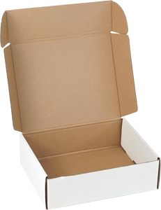 再生材料 10x8x3 英寸运输箱 白色牛皮纸瓦楞纸板邮寄箱 用于邮寄文献 邮政局大号 - Product Image 1