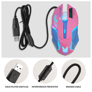 Souris de jeu filaire USB rose, souris professionnelle pour ordinateur, souris de sport électronique, 2400 DPI, rétroéclairage coloré, souris silencieuse pour <span class=keywords><strong>Lol</strong></span> Data Laptop Pc - Product Image 5