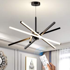 2025现代人造卫星吊灯天花板，带遥控发光二极管金色吊灯，适用于客厅厨房卧室 - Product Image 2