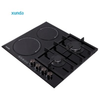 Table de cuisson encastrable Xunda OEM/ODM double combustible (gaz et électrique) à induction/céramique, 2 brûleurs gaz et 2 brûleurs électriques, pour la maison