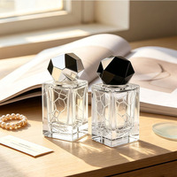 Flacon de parfum en verre vide de 50 ml à motif irrégulier avec bouchons de forme irrégulière, impression sérigraphique, flacons de parfum de luxe