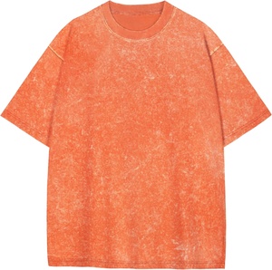Camiseta Casual de Punto para Hombre, Cuello Redondo, Manga Corta, Oversize, Color Naranja, Teñido Anudado, 100% Algodón, Tejido Jersey Liso Teñido, 2027 - Product Image 1