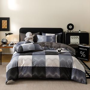 Juego de Ropa de Cama de Algodón 100% con Rayas Geométricas, Estilo Nórdico, Juego de Funda Nórdica para las Cuatro Estaciones, para el Hogar, Dormitorio, Hotel - Product Image 3