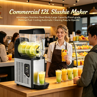 Machine à slushie électrique de comptoir, à réservoir unique, en acier inoxydable, compacte, 12 L, haute efficacité, pour boissons froides commerciales, café