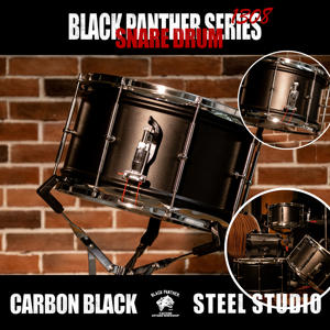 Tambourin Beatello Professional Black Panther Series 13x8 pouces en acier au carbone profond, modèle 1308 avec peaux en PVC |   Studio Live <span class=keywords><strong>Rock</strong></span> - Product Image 3