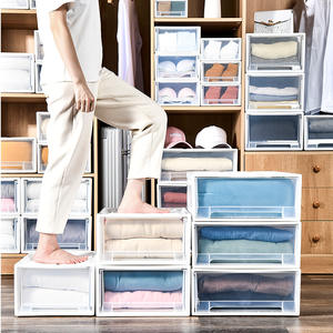 <span class=keywords><strong>Tenma</strong></span> กล่องเก็บของแบบวางซ้อนได้ทำจากพลาสติกสีขาวกล่องเก็บของแบบตั้งพื้นสำหรับใส่เสื้อผ้า - Product Image 1