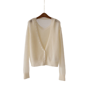 Cárdigan de Punto con Cuello en V para Mujer, Suéter Holgado Informal Ligero y Suave para Otoño, Cómodo y Elegante - Product Image 1