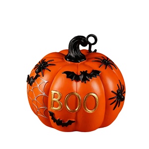 Statua Personalizzata di Ragno, Pipistrello e Zucca Arancioni BOO, Perfetta per Decorazioni di Halloween, Esposizioni da Tavolo e Accessori per Feste Spettrali - Product Image 1