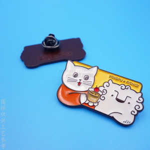 Insignia Metálica Personalizada con Diseño de Gato de Dibujos Animados, Hebilla de Mariposa de Aleación de Zinc Esmaltada, Artículo Promocional Publicitario - Product Image 2