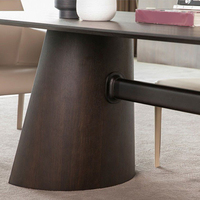 Table à manger moderne minimaliste en bois massif avec plateau en marbre naturel en option, table de cuisine ronde ou rectangulaire de style italien pour villa