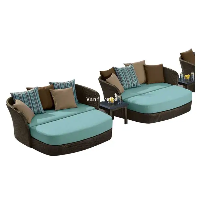 Customized Day Bed Lounge Sofa Couch with Quick Dry Foam and all weather use fabric hotel furniture