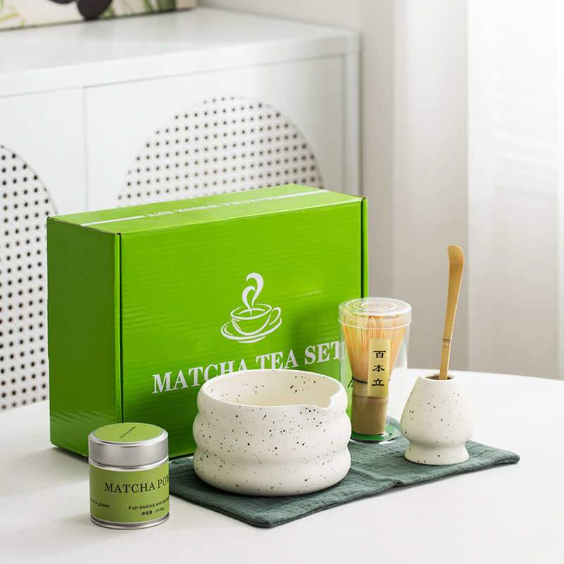 Japanese Matcha Tea Set with Color Box Complete Ceramic Tea Pot