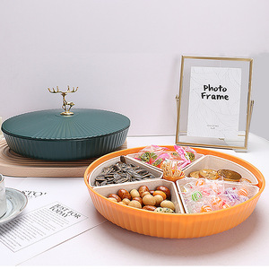 Light Luxury Plastic Fruit <strong>Tray</strong> with Wheat Straw Divider New Year Snack <strong>Candy</strong> <strong>Tray</strong> for Home Living Room Dishes &amp; Plates - Product Image 2