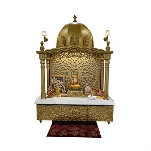 Templo Sikh de Madera de Teca Hecho a Mano y Personalizable, con Acabado Dorado Premium y Tradicional, para Sala de Pooja, Mandir de Gran Tamaño con Domo - Product Image 1