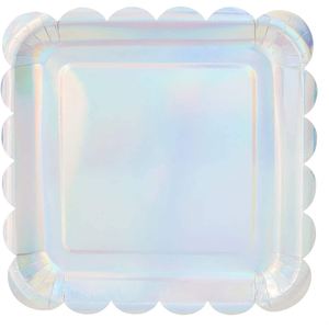 Modern Holographic Silver Foil Round Paper <b>Plates</b> 9 in Scalloped Edge Hot Selling for Party Tableware & Decorations - Product Image 1